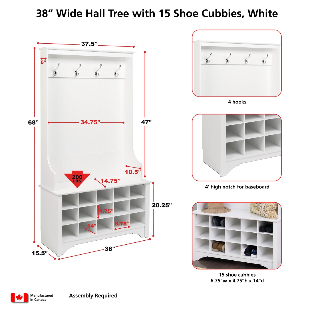 Prepac White Hall Tree with Shoe StorageWSOG00111 The Home Depot
